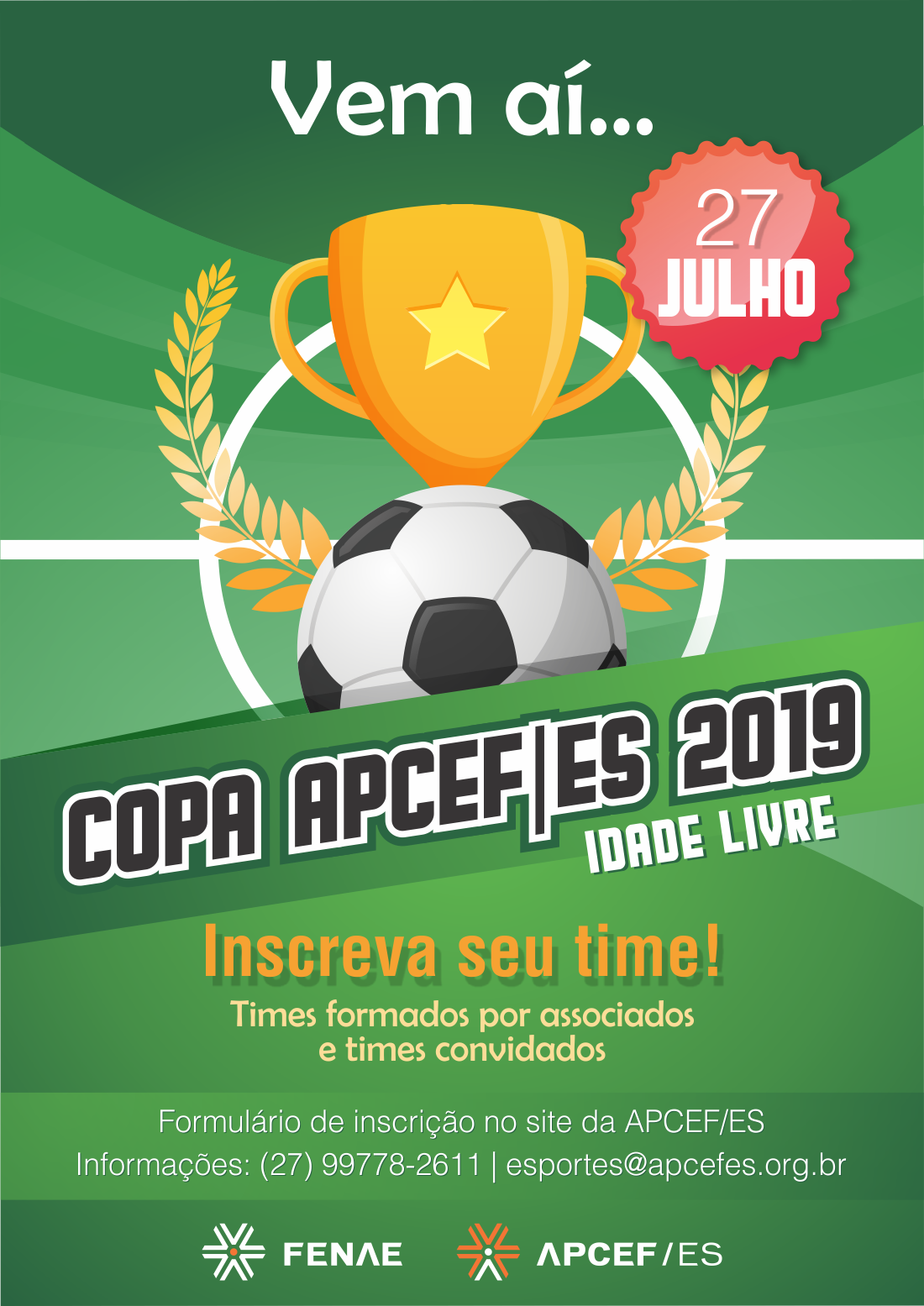 Vem aí o Torneio de Futebol Society dos Bancários 2019!